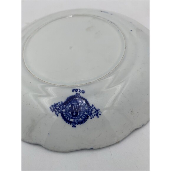Antique Cobalt Flow Blue & White Plate 8” (Togo) Colonial Pottery, England - Picture 3 of 4
